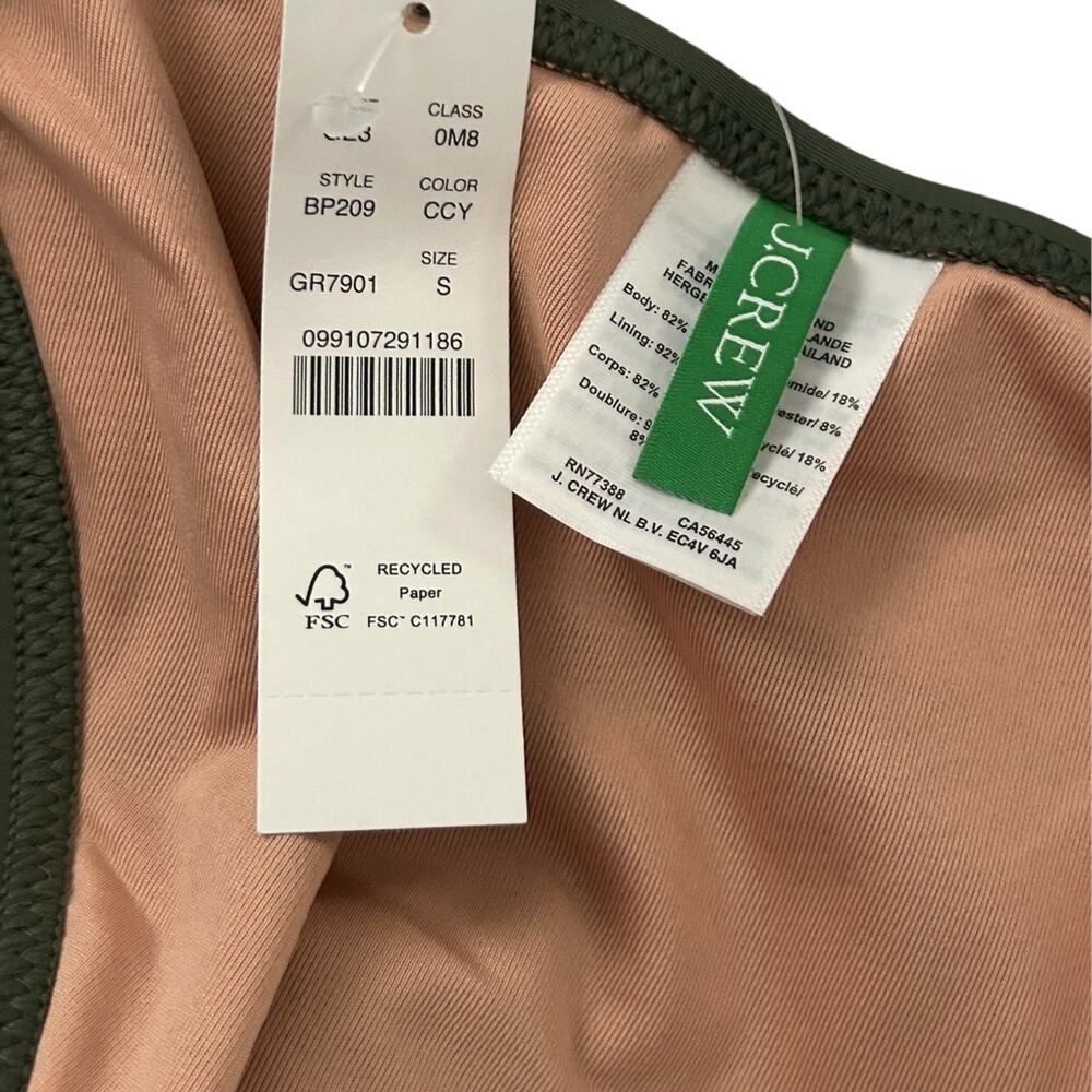 J. Crew Heritage 1989 High-leg Bikini Bottom Women's Size S Green NEW - Picture 3 of 5